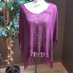 Purple summer sweater poncho with tags